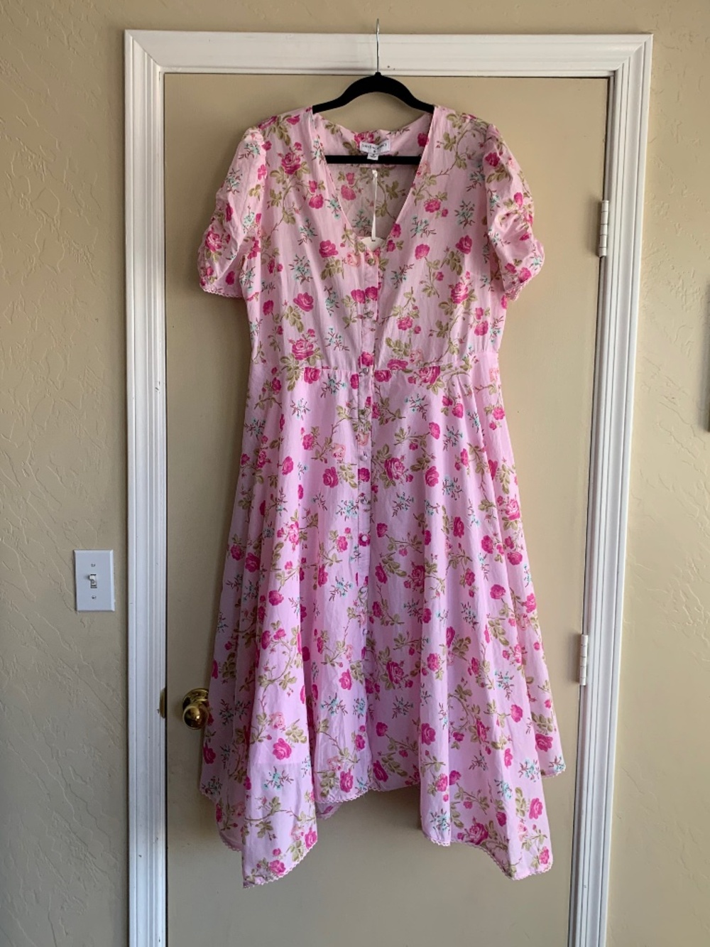 Love Shack Fancy Target Pink Floral Rose Dress MIDI Button Front Sz.16 NWT!